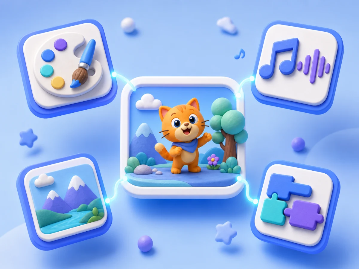 Coding creations connect with drawing, video, and other creative tools