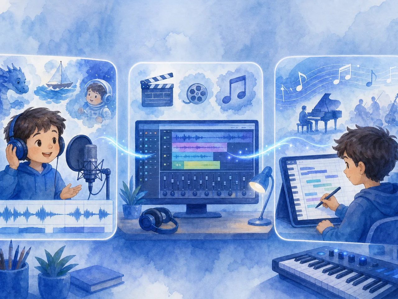 With soundtrack and compose—a full sound picture