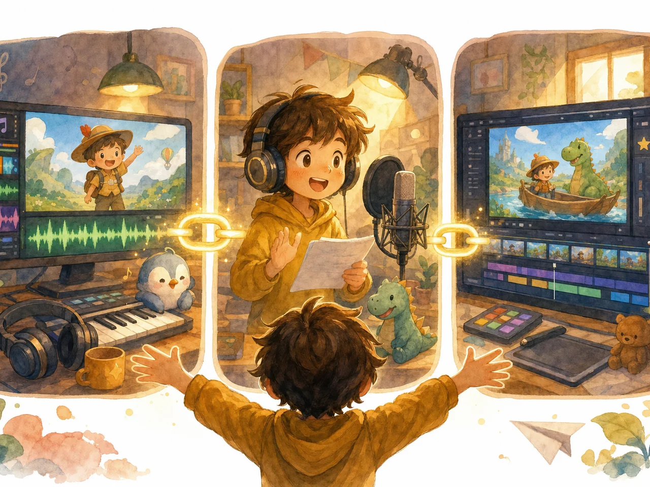 与配音、合成,缀成完整乐章